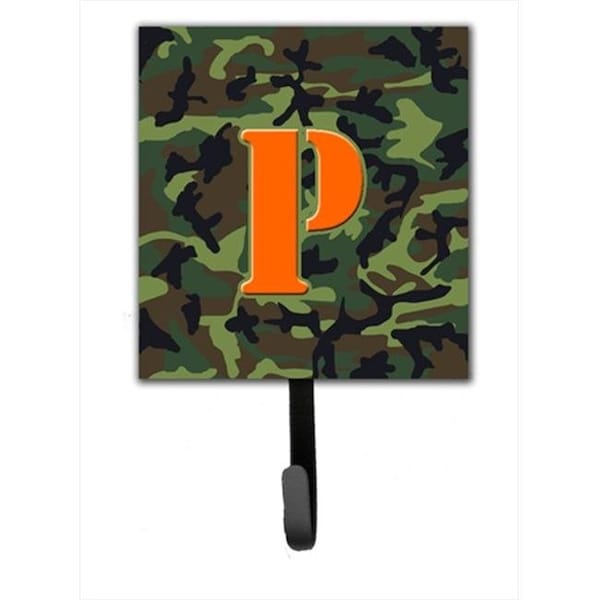 Carolines Treasures Carolines Treasures CJ1030-PSH4 Letter P Initial Monogram - Camo Green Leash Holder Or Key Hook CJ1030-PSH4 - main